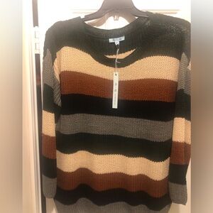 New w/tag  She & Sky striped sweater. Size M/L. Black, Rust, Cream, Gray.